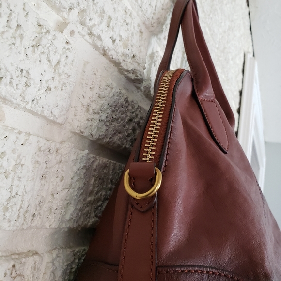 Frye Leather Ring Dome Satchel Handbag - Picture 6 of 14